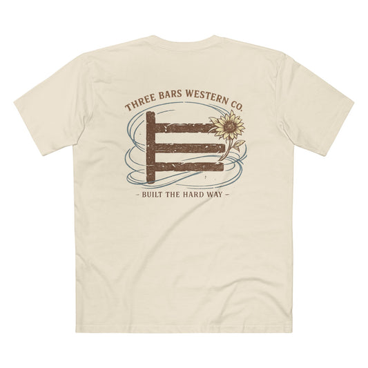Three Bars 'Built the Hard Way' Sunflower Tee
