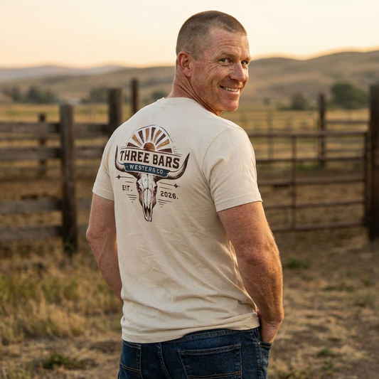 Three Bars Bull Skull & Sunburst Tee