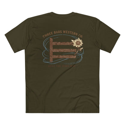 Three Bars 'Built the Hard Way' Sunflower Tee
