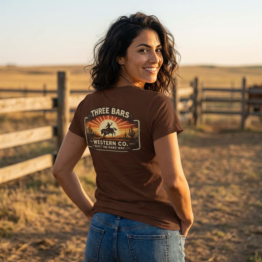 Three Bars Cowboy Sunset Tee