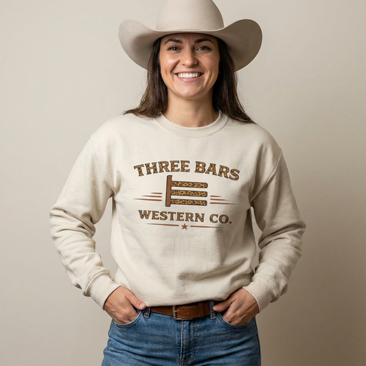 Three Bars Vintage Leopard Print Crewneck Sweatshirt
