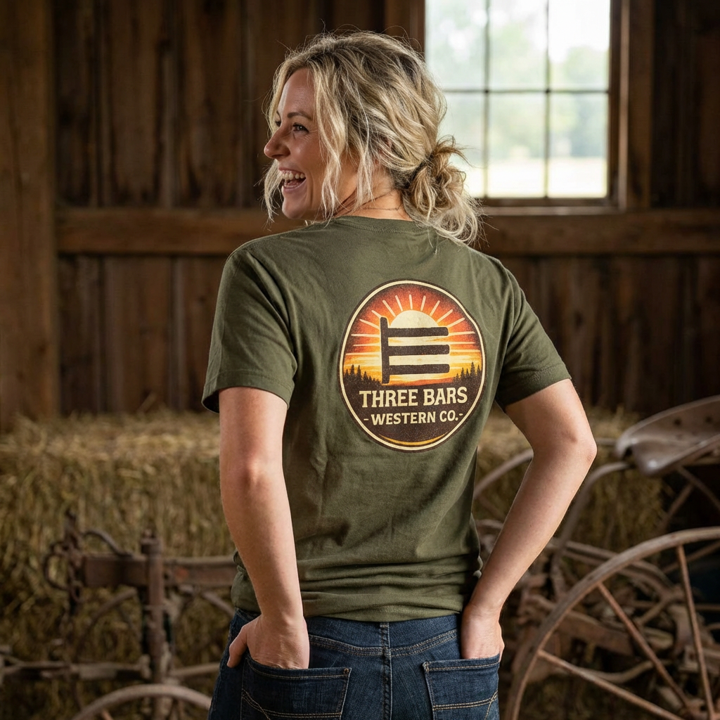 Three Bars Logo Sunset Tee