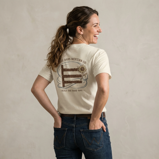 Three Bars 'Built the Hard Way' Sunflower Tee