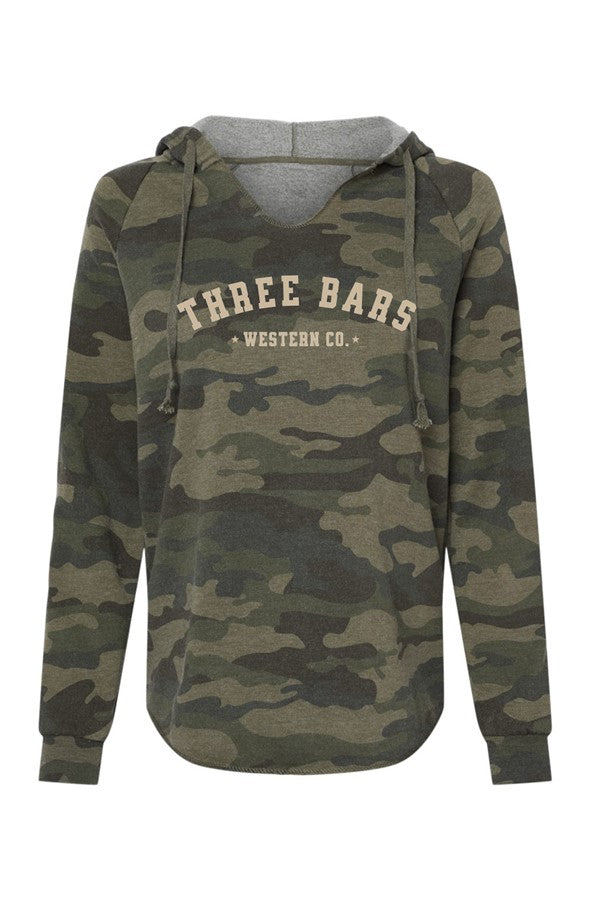 Womens Lightweight Camo Hooded Sweatshirt
